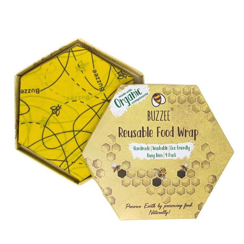Buzzee Organic Beeswax Sandwich Wrap - Busy Bees