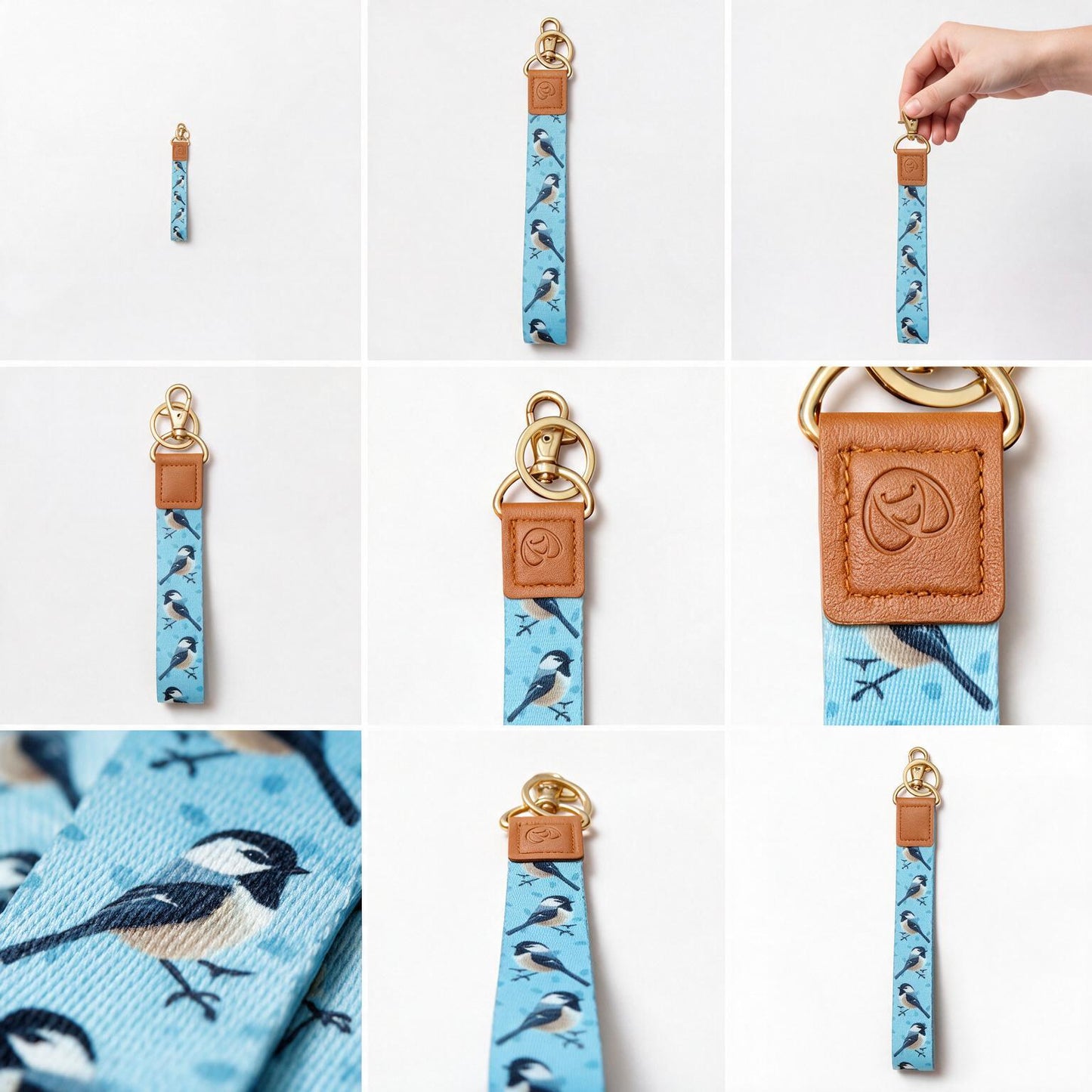 Trendy Hands-free keychain wristlet - CHICKADEE