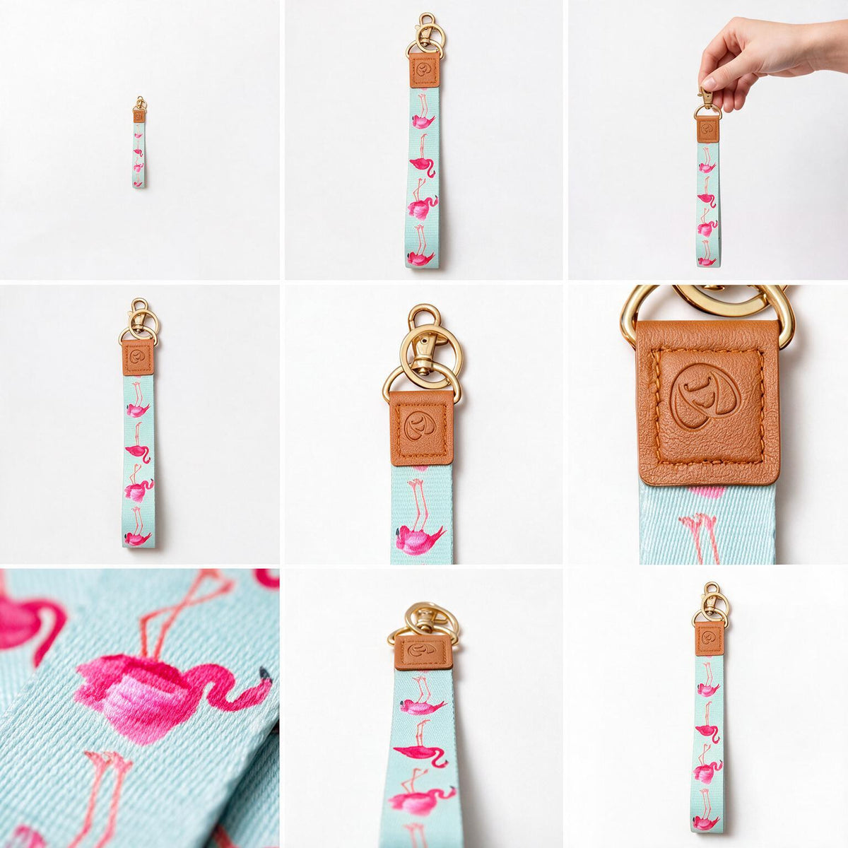 Trendy Hands-free keychain wristlet - FLAMINGO