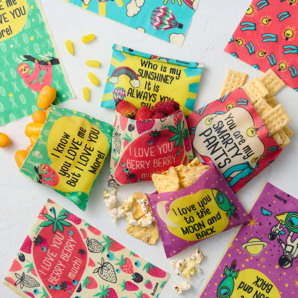Kids Reusable Snack Beeswax Wraps With Cute Notes Vol-1