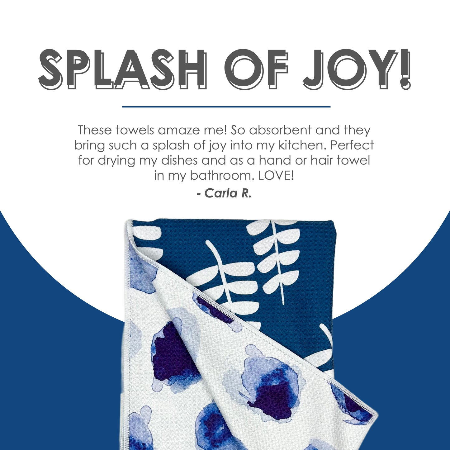 The Best Towel - Buzzee - Kitchen Tea Towel , dish towel & Hand towel - Watercolor Navy - double sided towel