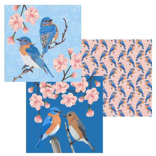 Dish Cloth (11"X11") - Set of 3 - Blue Bird