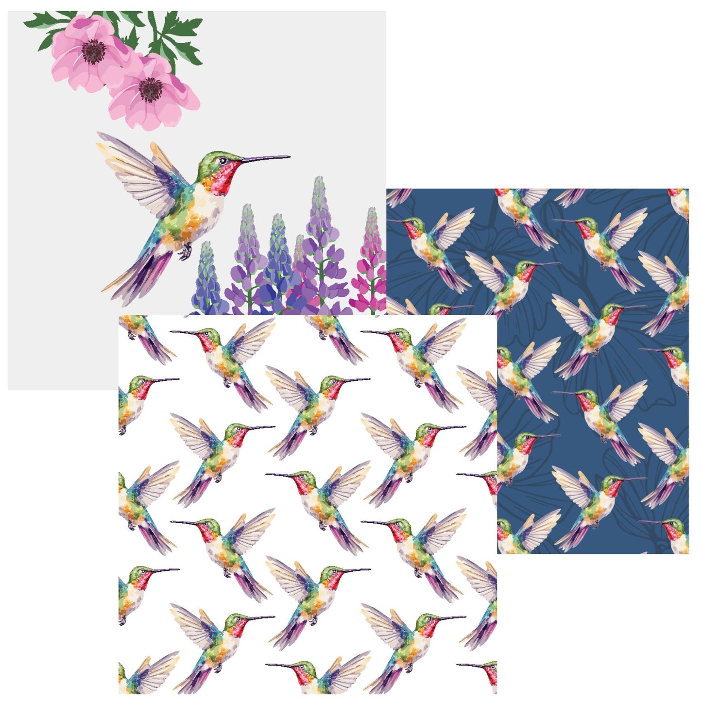 Dish Cloth (11"X11") - Set of 3 - Hummingbird