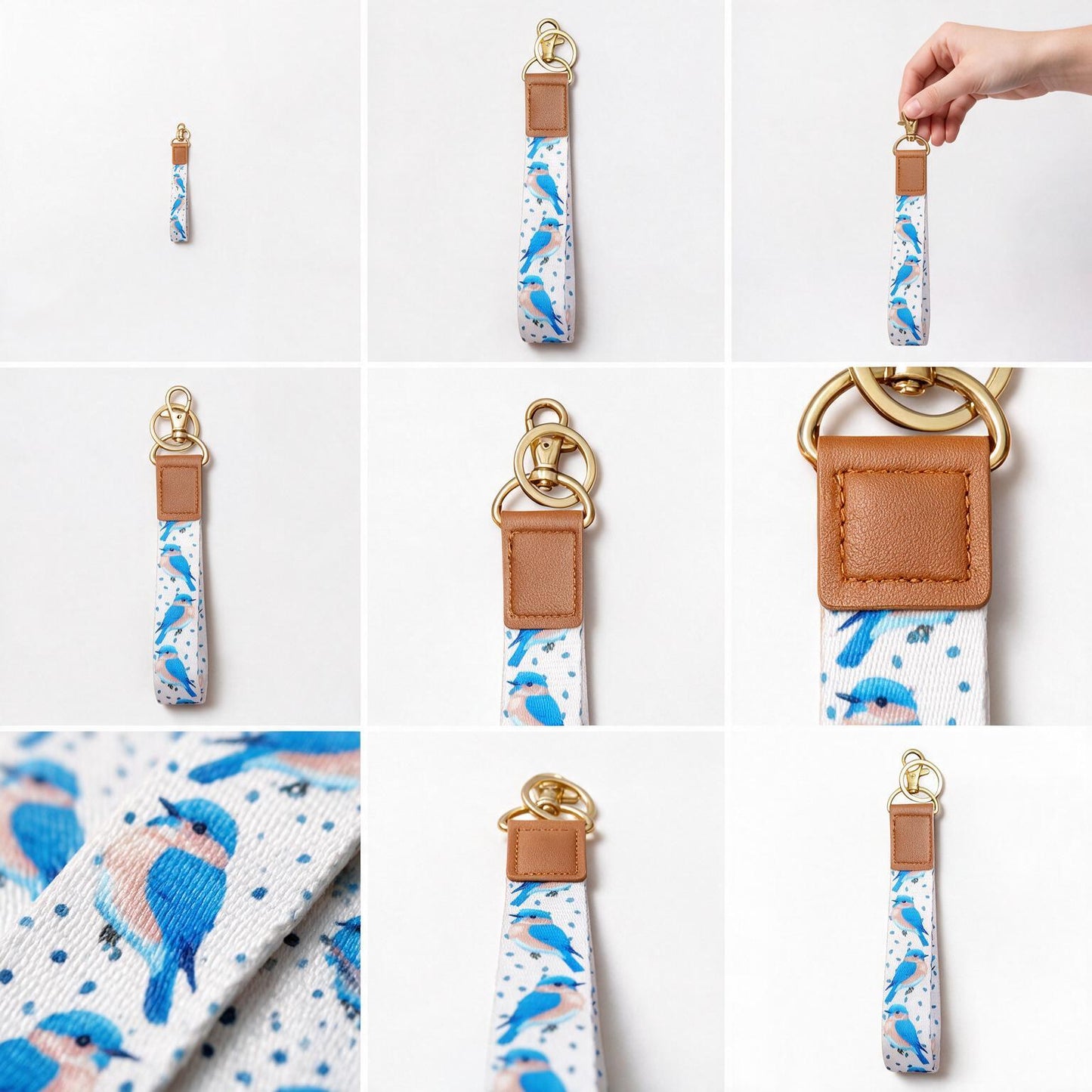 Trendy Hands-free keychain wristlet - Bluebird