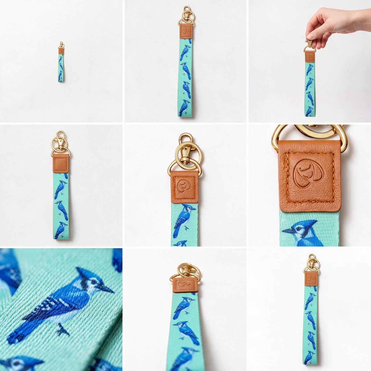Trendy Hands-free keychain wristlet - BLUEJAY