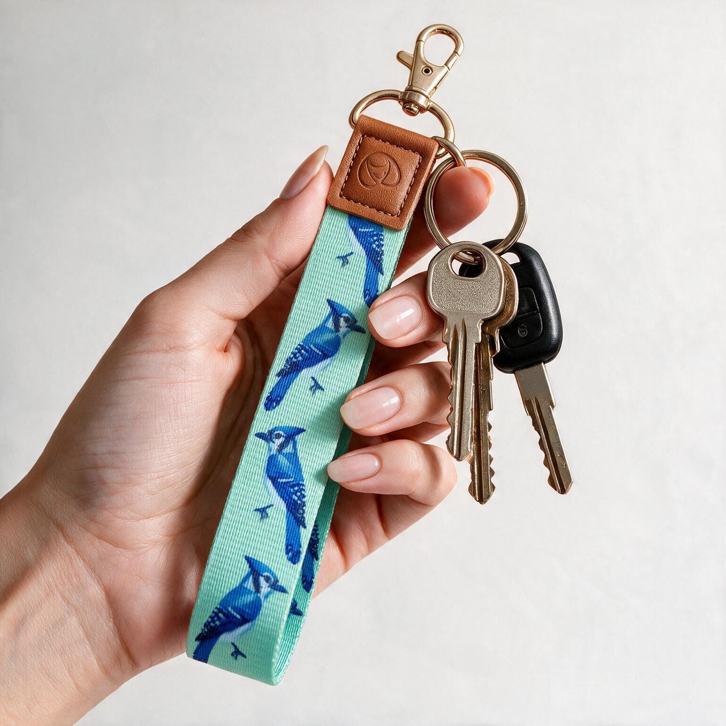 Trendy Hands-free keychain wristlet - BLUEJAY