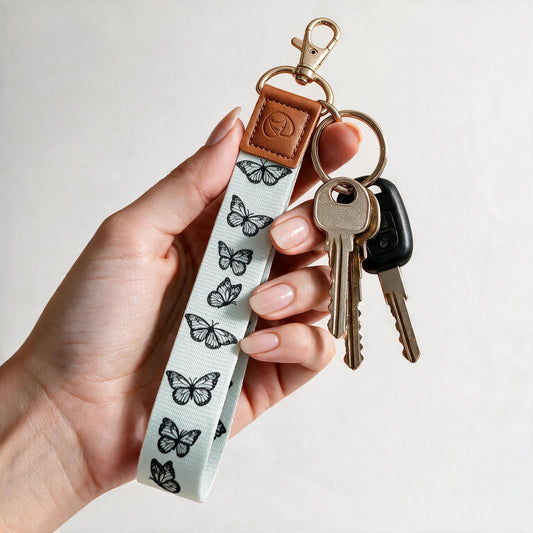 Trendy Hands-free keychain wristlet - BUTTERFLY