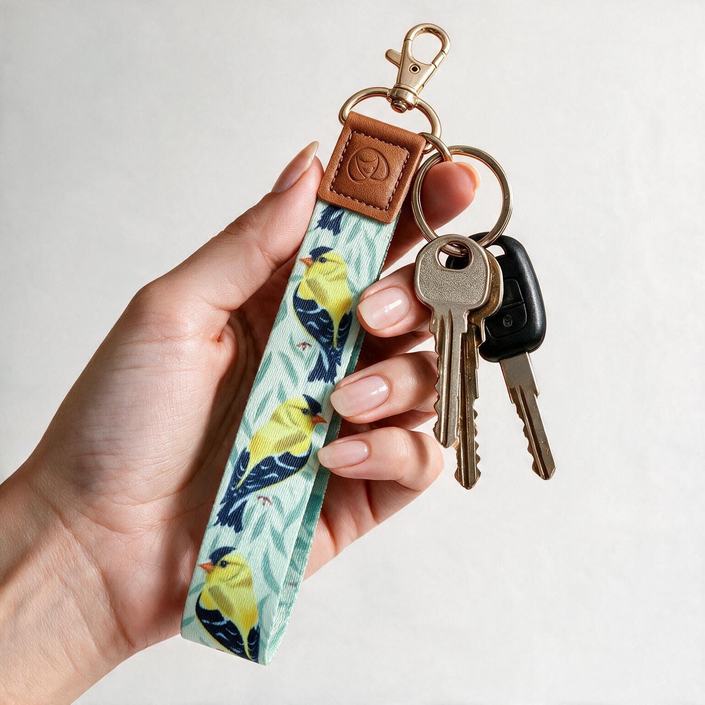 Trendy Hands-free keychain wristlet - GOLDFINCH