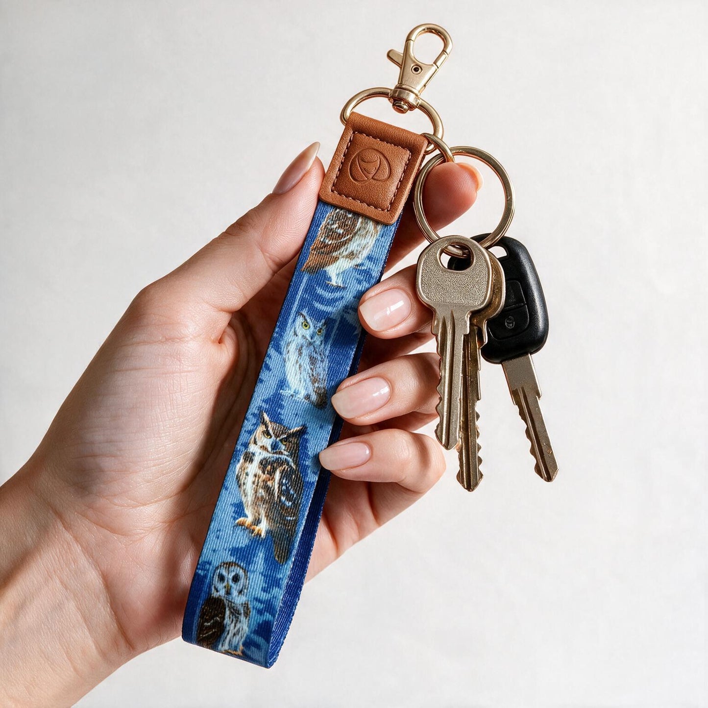 Trendy Hands-free keychain wristlet - OWL