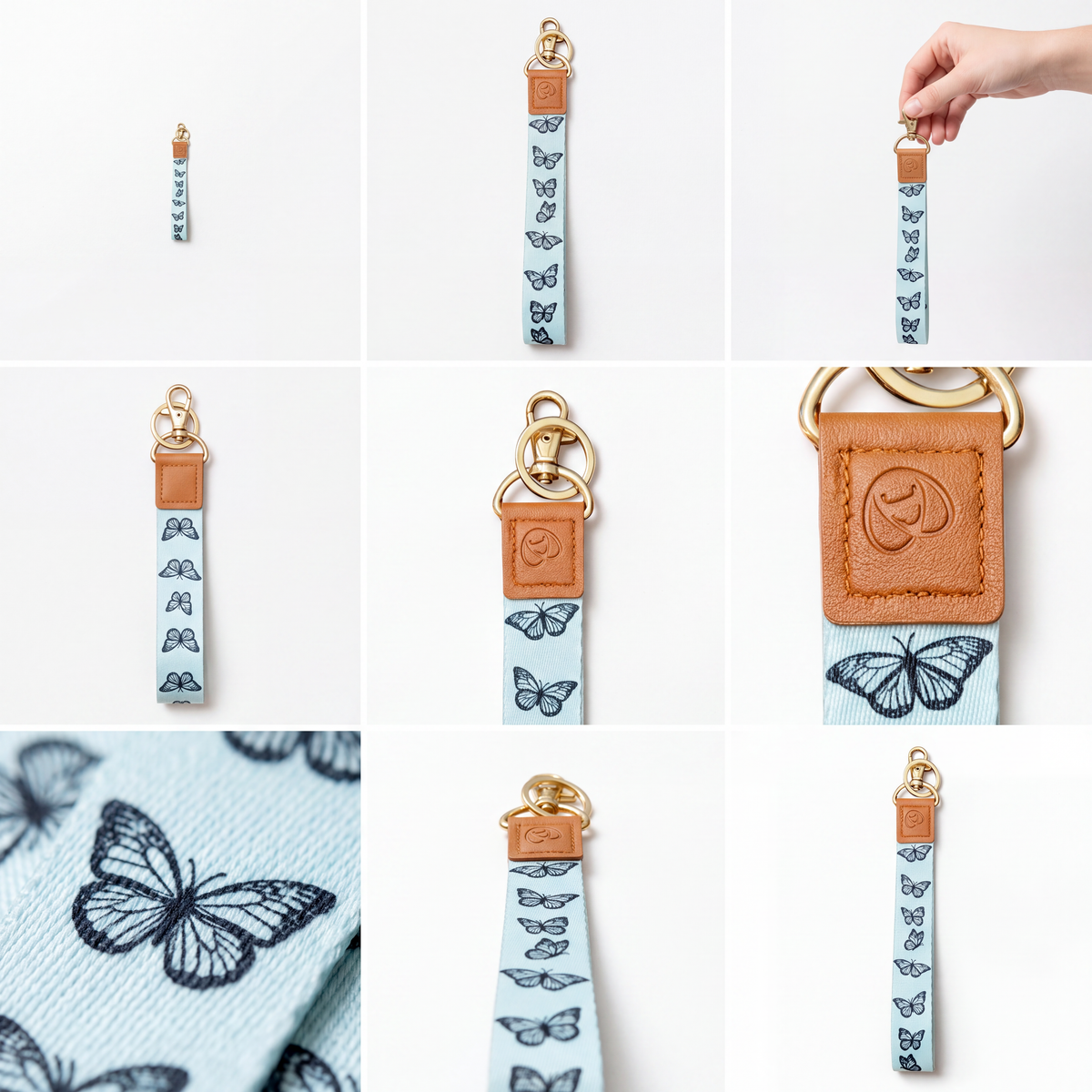 Trendy Hands-free keychain wristlet - BUTTERFLY