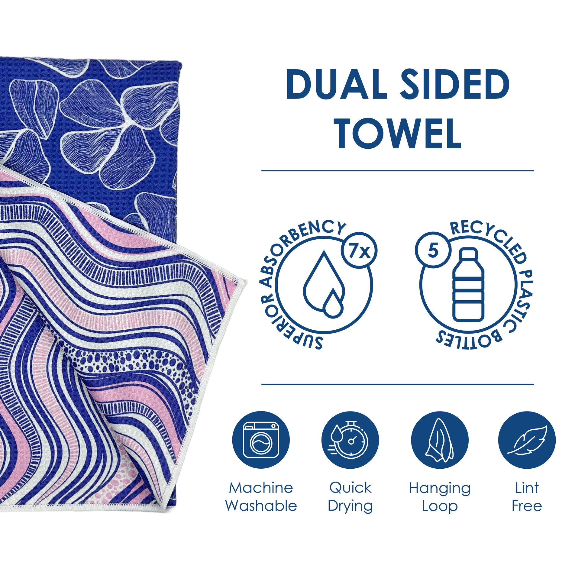 The Best Towel - Buzzee - Kitchen Tea Towel , dish towel & Hand towel - double sided towel -Waves