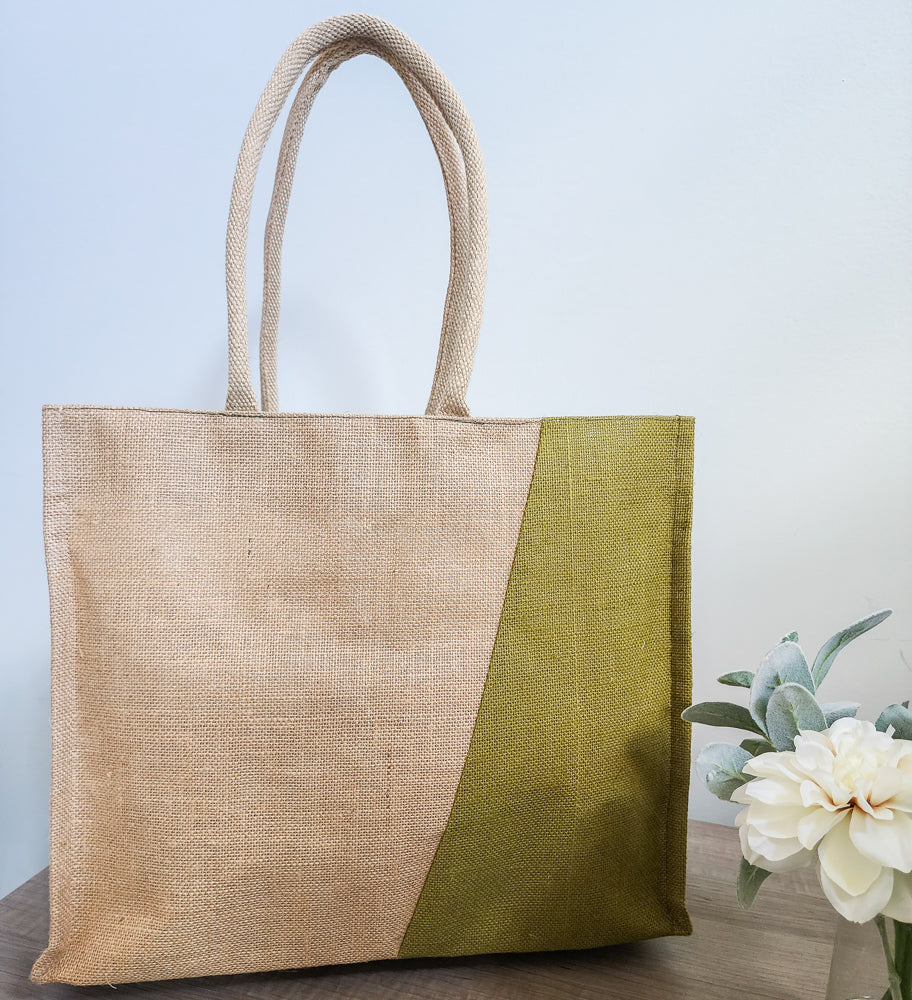 Jute Tote Bag with Cotton Padded Handle - Everything Bags Inc.